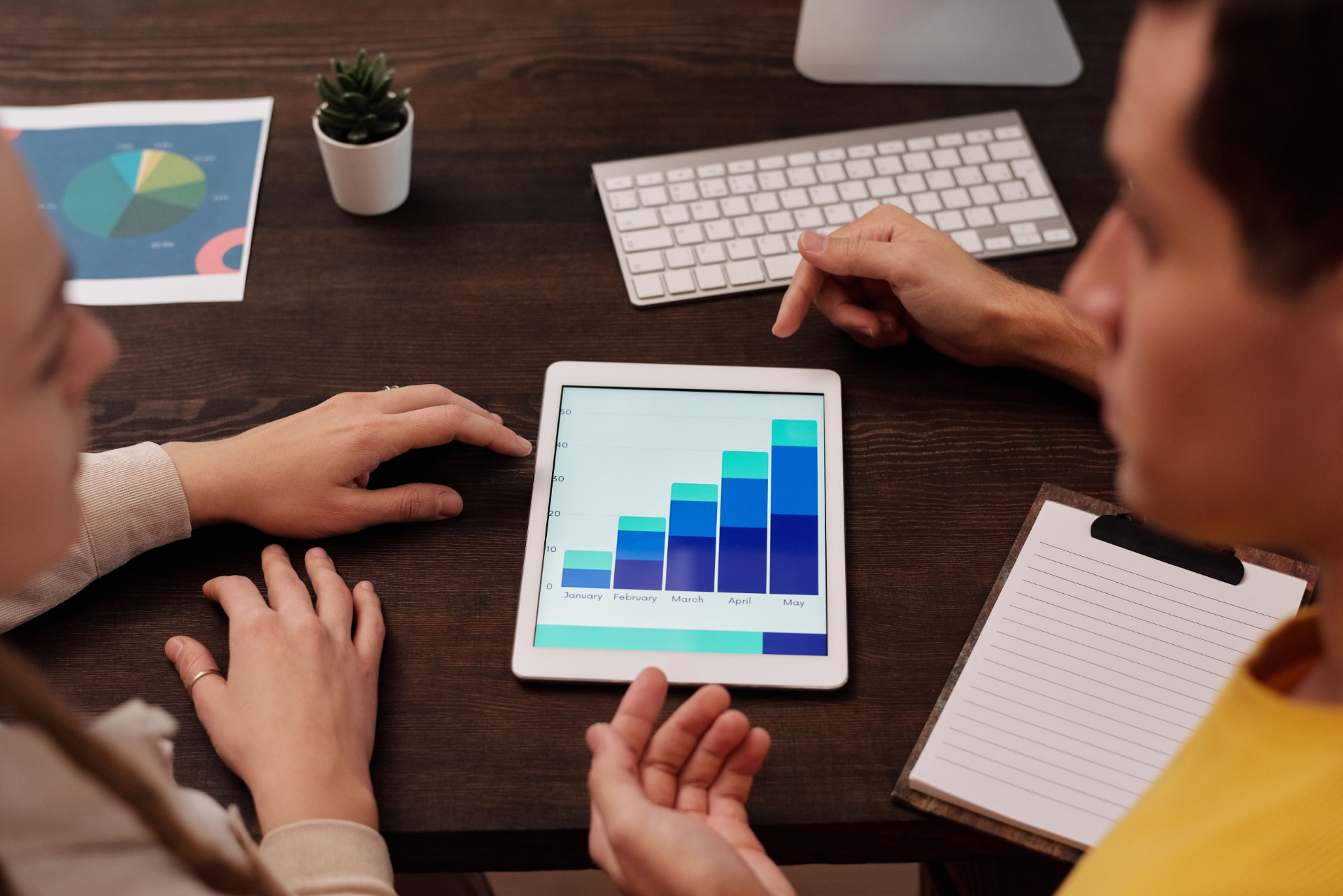 Analyse de graphiques de résultats sur une tablette